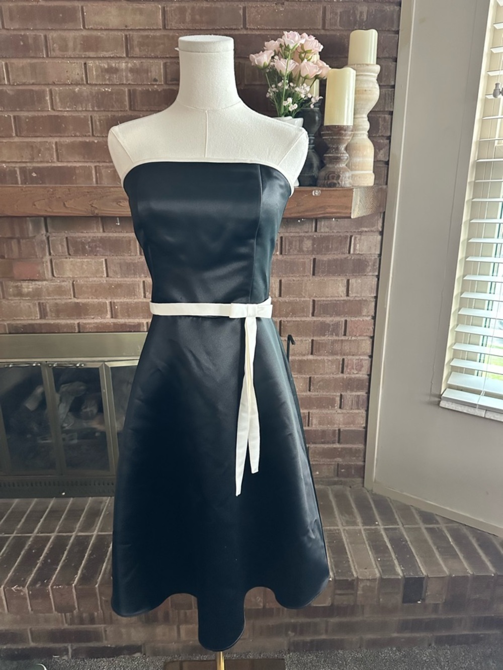 Scott McClintock Strapless Black Satin Dress 6 Coquette Cocktail Old Hollywood